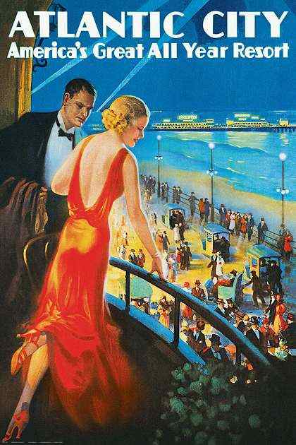 アトランティック・シティ・オール・イヤー・リゾート Atlantic City All Year Resort ヴィンテージポスター 軽量アルミ製フィットフレーム付 91.5×61cmの通販は 5,437円