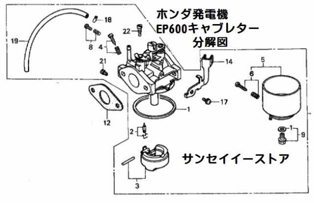 ホンダ 発電機 Ep600 Ep600h Eg550用 キャブレターassy メーカー在庫限り Eg550のみフレーム号機要確認の通販はau Pay マーケット サンセイイーストア