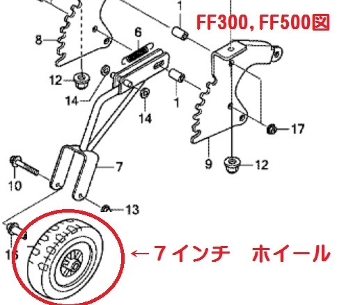 ホンダ 純正 部品 「7インチ ホイール ゴム タイヤ」耕うん機 サラダ