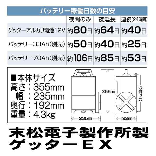 超美品の 信頼の末松電子製作所製 電気さく 本器 出力延長機能付きゲッターEX １台