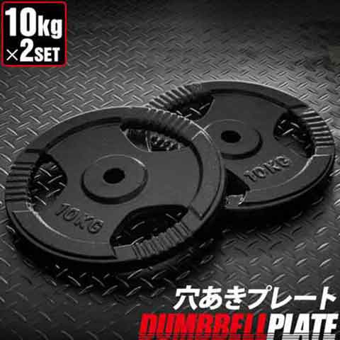 バーベル 用 プレート 穴あき 10kg 2個セット 追加 ダンベル