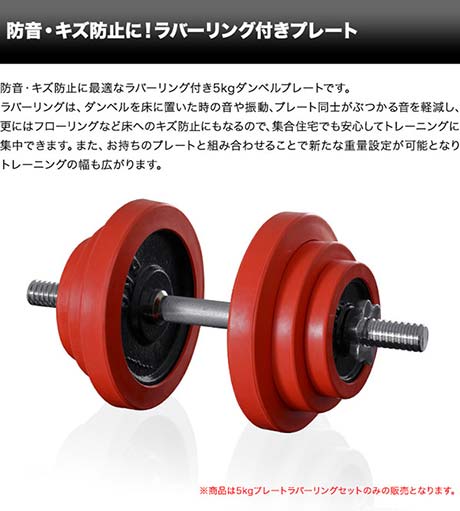 ラバー　リング　ダンベル プレート ダンベル バーベル 用 プレート 5kg 2個セット ブラックアイアン