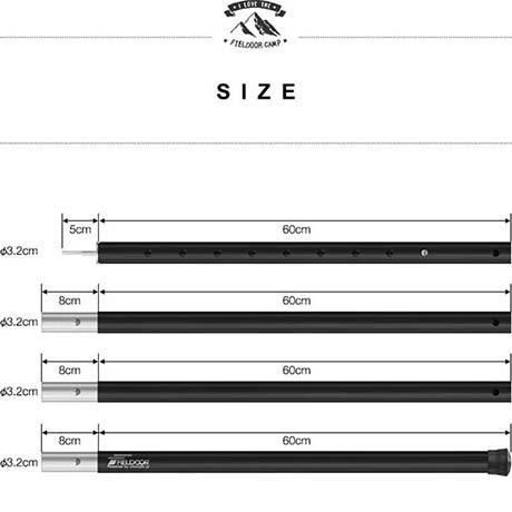 テントポール アルミ製テントポール 2本セット 直径 32mm 高さ120 - 280cm 8段階 高さ調整 アルミ サブポール タープポール  キャノピー ｜au PAY マーケット