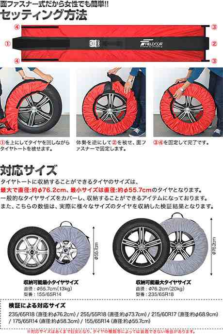 タイヤトート[tire tote] タイヤカバー タイヤ カバー 1台分[4枚セット] 直径56〜76cmまで対応 厚さ25.5cmまで  ホイールフェルト付き RV の通販はau PAY マーケット マックスシェアー au PAY マーケット－通販サイト