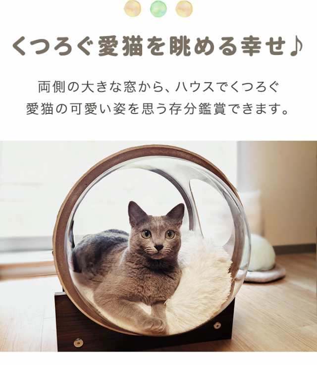 キャットハウス 猫ハウス カプセル ドーム 爪とぎ・クッション付き ...