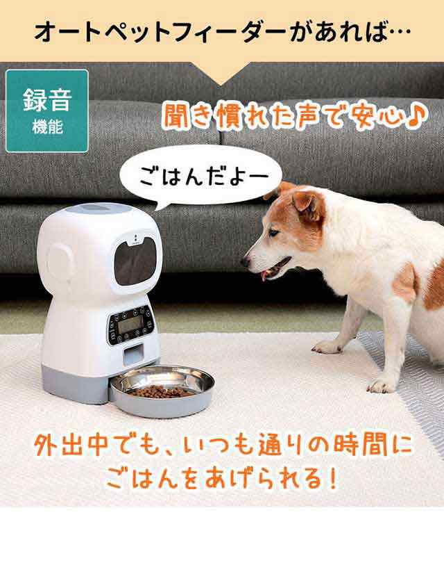 自動給餌器 オートペットフィーダー ペットフード 自動餌やり機 用犬＆猫兼用 犬 猫 タイマー式 タイムフィーダー エサ入れ 水洗い可能