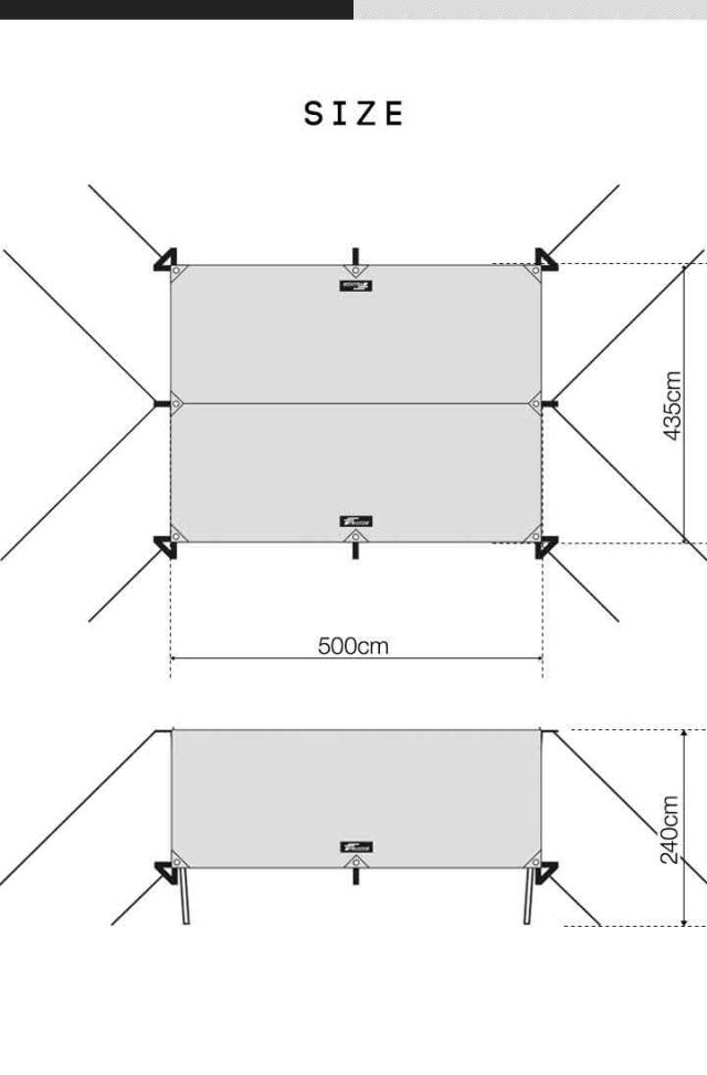 タープ テント 435×500cm タープテント レクタタープ レクタ 大型 ブ FIELDOOR 1年保証 レクタタープ 遮熱 遮光 435cm×500cm 4〜6人用