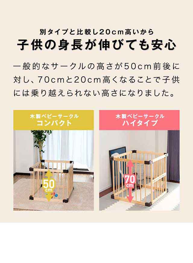 ベビーサークル 木製 扉付き ハイタイプ 高さ70cm 8枚セット 139x139cm ベビーゲージ ベビーゲート 柵 フェンス 赤ちゃん お昼寝 安全 グの通販はau Pay マーケット マックスシェアー