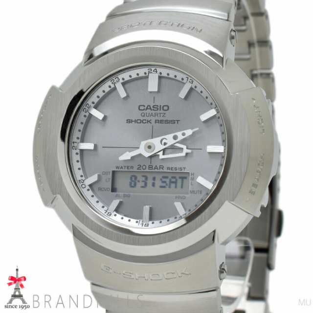 カシオ G-SHOCK フルメタル AW-500シリーズ ソーラー電波 SS シルバー文字盤 AWM-500D-1A8JF CASIO 極美品 【中古】