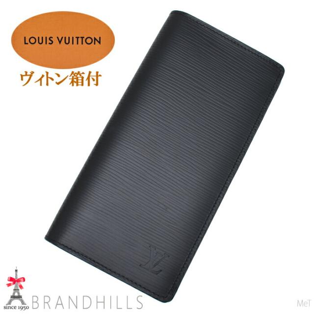 ルイヴィトン 長財布 二つ折り メンズ ポルトフォイユ ブラザ エピ ノワール M60622 LOUIS VITTON 極美品 【中古】