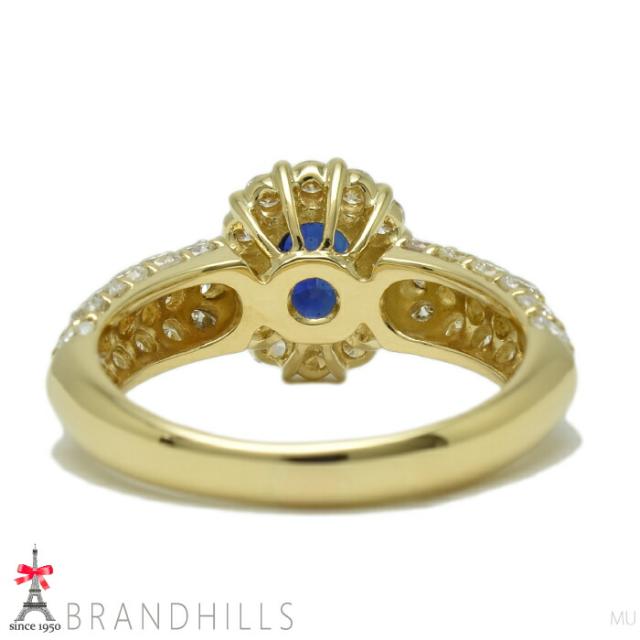 サファイア 1.37ct ダイヤモンド 0.99ct リング 鑑別書付 K18金