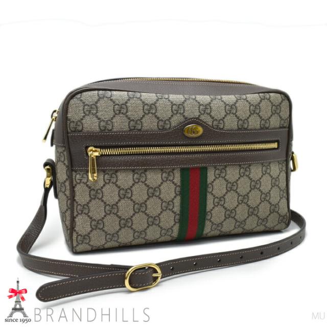 グッチ ショルダーバッグ オフディア GGスプリーム ベージュ×ブラウン 517080 GUCCI 美品 【中古】