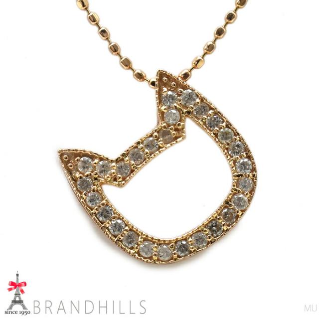 ダイヤモンド 0.22ct ネックレス K18金 750PG ピンクゴールド キャット