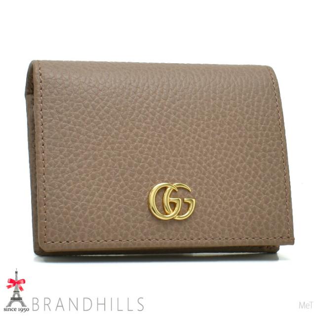 グッチ 財布 二つ折り レディース GGマーモント レザー ピンクベージュ