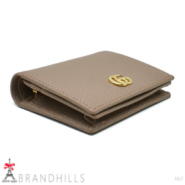 グッチ 財布 二つ折り レディース GGマーモント レザー ピンクベージュ