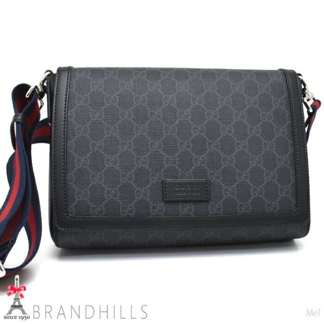 グッチ ショルダーバッグ GGスプリーム クロスボディ グレー ブラック メッセンジャー 771167 GUCCI ほぼ未使用 【中古】