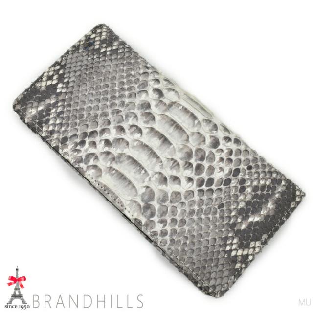 パイソン 長財布 二つ折り メンズ レディース ナチュラル マット加工