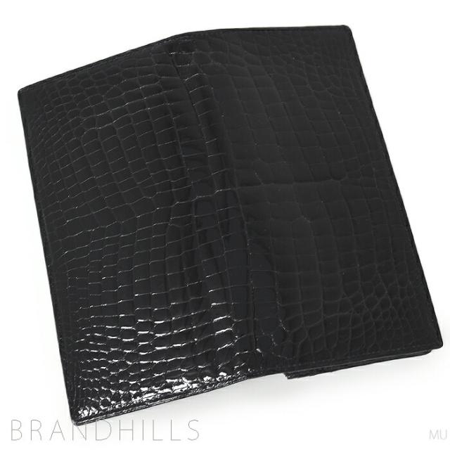クロコダイル 長財布 メンズ レディース ブラック シャイニング加工 一