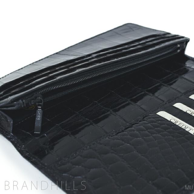クロコダイル 長財布 メンズ レディース ブラック シャイニング加工 一枚革 センター取り 無双 日本製 JRA 新品 クロコダイル 長財布 メンズ レディース ブラック シャイニング加工 一