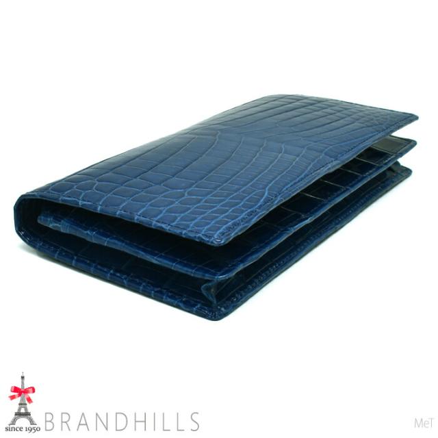 クロコダイル 長財布 メンズ レディース ロイヤルブルー シャイニング