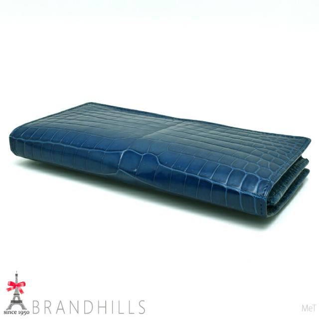 クロコダイル 長財布 メンズ レディース ロイヤルブルー シャイニング