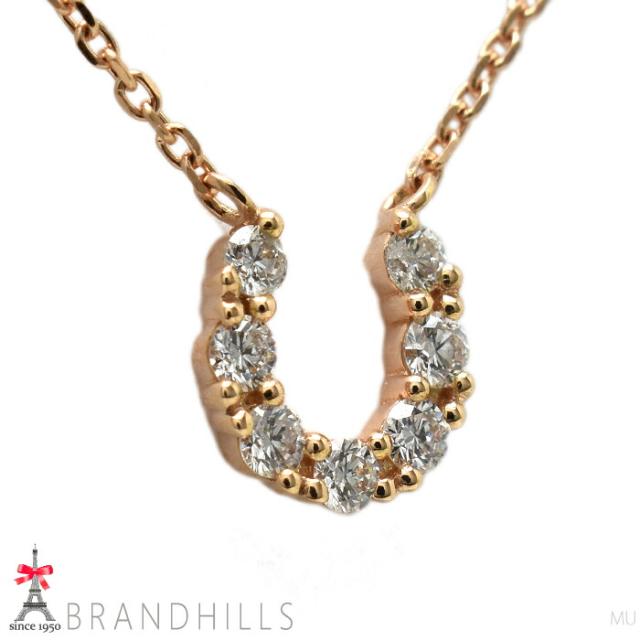 4℃ ヨンドシー ダイヤモンド ネックレス ホースシュー K18金 750PG