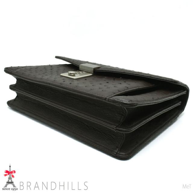 オーストリッチ セカンドバッグ メンズ ブラック マット加工 ダイヤルロック式 ハンドル付き 横幅27cm 紳士用 新品 オーストリッチ セカンドバッグ メンズ ブラック マット加工 ダイヤル