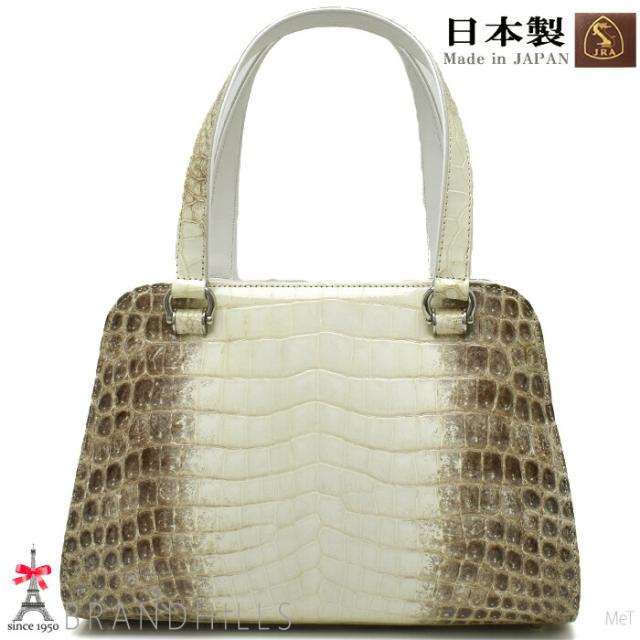 クロコダイル ハンドバッグ レディース ヒマラヤ シャイニング ダブルハンドル パスケース付き JRA 日本製 新品