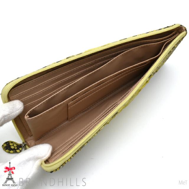 パイソン 長財布 メンズ レディース イエロー マット加工 L字ファスナー スネーク 錦ヘビ 新品 パイソン 長財布 メンズ レディース イエロー マット加工 L字