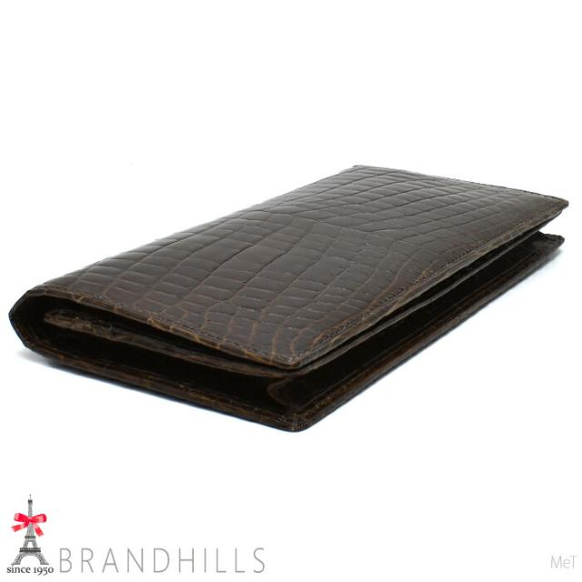 クロコダイル 長財布 メンズ レディース ブラウン シャイニング加工 一枚革 センター取り 無双 日本製 JRA 新品 クロコダイル 長財布 メンズ レディース ブラウン シャイニング加工 一