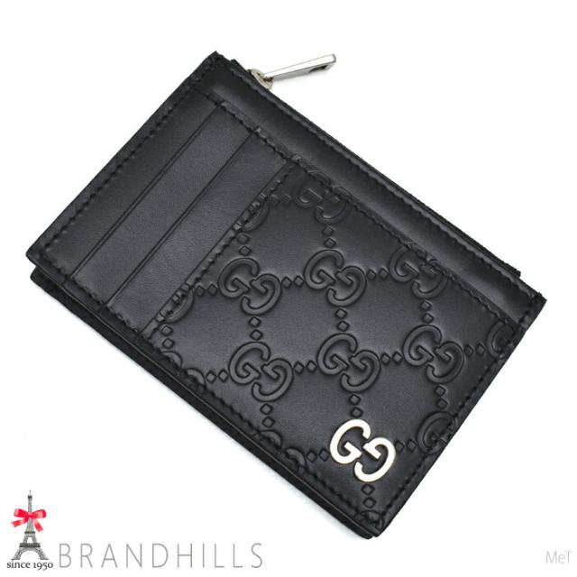 GUCCI◆カードケース_グッチシマレザー/レザー/BLK グッチ GUCCI カードケース メンズ レディース 定期入れ グッチシマ