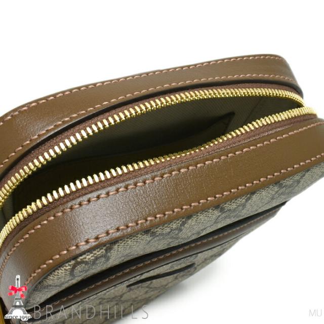 グッチ ボディバッグ GGスプリーム レザー ベージュ エボニー インター