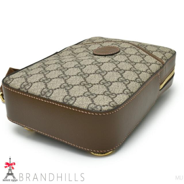 グッチ ボディバッグ GGスプリーム レザー ベージュ エボニー インター