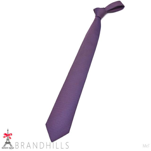 エルメス ネクタイ シルク100％ パープル 剣先幅7cm 339158T HERMES 極美品 【中古】