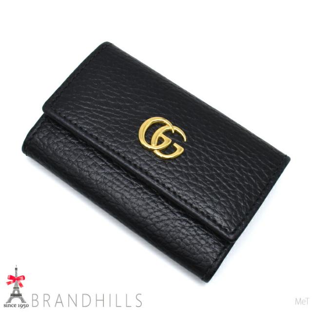グッチ キーケース 6連 メンズ レディース GGマーモント レザー ブラック 456118 GUCCI 極美品 【中古】