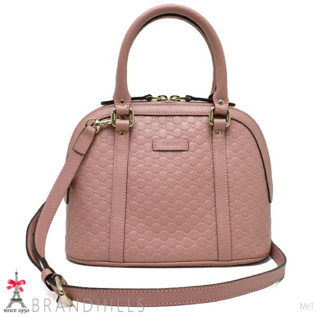 グッチ ハンドバッグ レディース マイクログッチシマ ピンク 2WAY ショルダー アウトレット 449654 GUCCI 極美品 【中古】