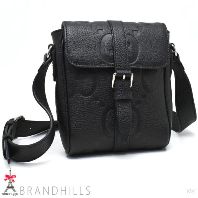 グッチ ショルダーバッグ スモールメッセンジャー ジャンボGG レザー ブラック 460235 GUCCI 美品 【中古】