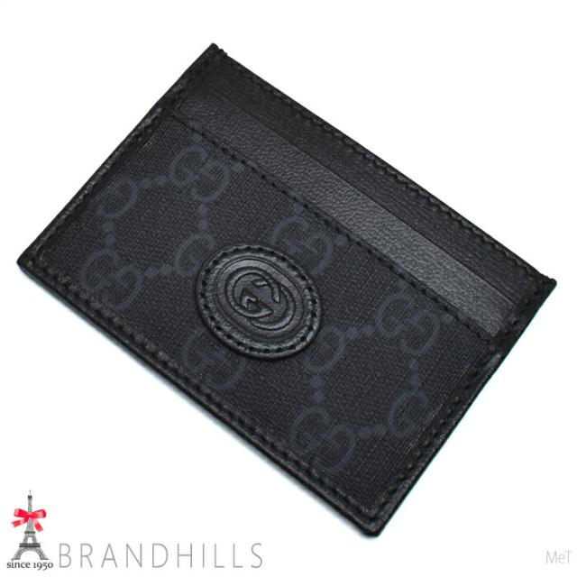 グッチ カードケース GGスプリーム インターロッキングG ブラックレザー 673002 GUCCI 未使用品 【中古】