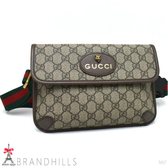 グッチ ベルトバッグ GGスプリーム ベージュ エボニー ネオヴィンテージ ボディバッグ 493930 GUCCI 極美品 【中古】