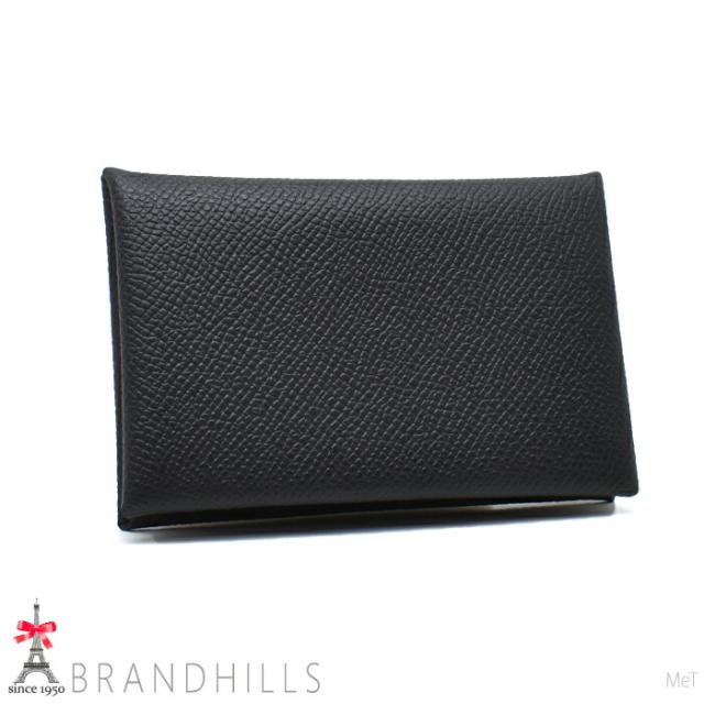 エルメス カードケース メンズ レディース カルヴィ ヴォーエプソン ブラック W刻 名刺入れ HERMES ほぼ未使用 【中古】
