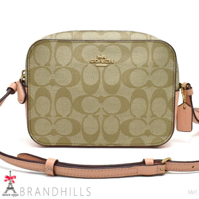 コーチ カメラバッグ レディース シグネチャー PVC ライトカーキ フェイディッド ブラッシュ 91677 COACH ほぼ未使用 【中古】