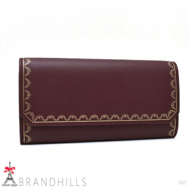 カルティエ 長財布 レディース 二つ折り ガーランド ドゥ カルティエ レザー ボルドー L3001753 Cartier ほぼ未使用 【中古】