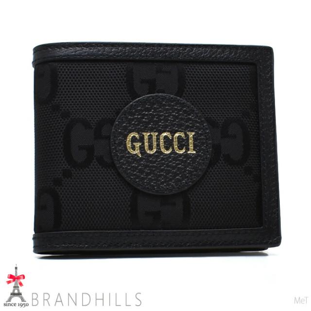 グッチ 財布 二つ折り 札入れ グッチ オフ ザ グリット GGナイロン レザー ブラック 625573 GUCCI ほぼ未使用 【中古】
