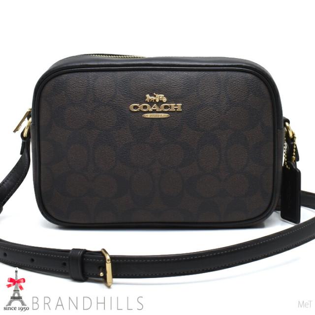 コーチ ショルダーバッグ シグネチャー PVC ダークブラウン ブラック クロスボディ CR135 COACH 極美品 【中古】