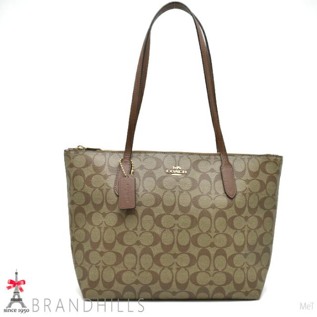 コーチ トートバッグ レディース シグネチャー PVC カーキ サドル 4455 COACH 良品 【中古】