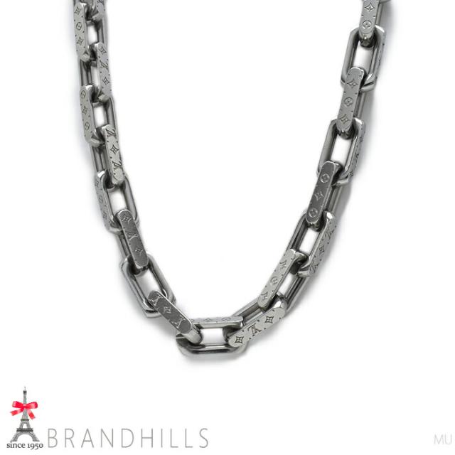 ルイヴィトン ネックレス チェーン モノグラム メタル シルバー M00307 LOUIS VUITTON 良品 【中古】