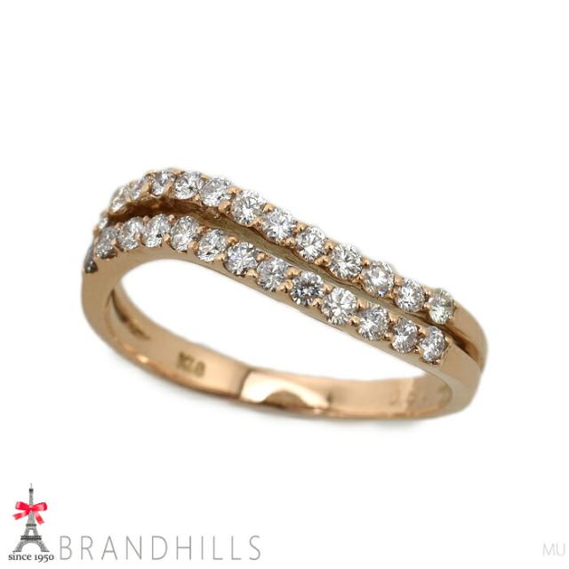 ダイヤモンド 0.50ct リング K18金 750PG ピンクゴールド指輪 #15 3.3g 極美品 【中古】
