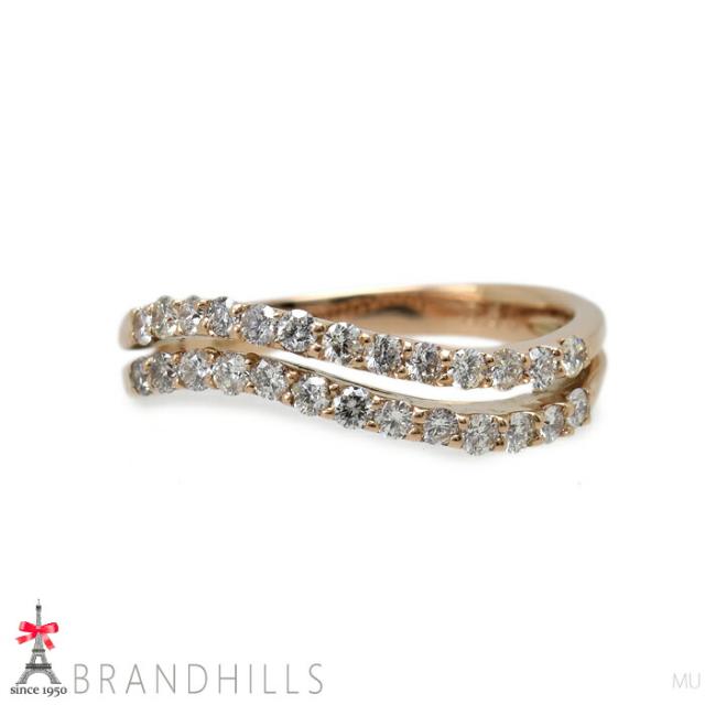 ダイヤモンド 0.50ct リング K18金 750PG ピンクゴールド指輪 #15 3.3g 極美品 【中古】