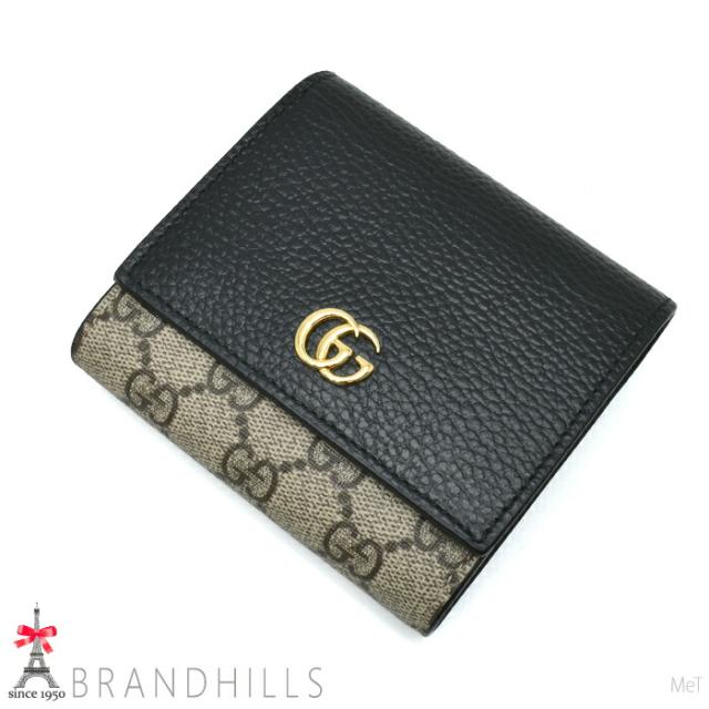 グッチ 財布 二つ折り レディース GGマーモント スプリーム レザー ブラック 598587 GUCCI ほぼ未使用 【中古】_1