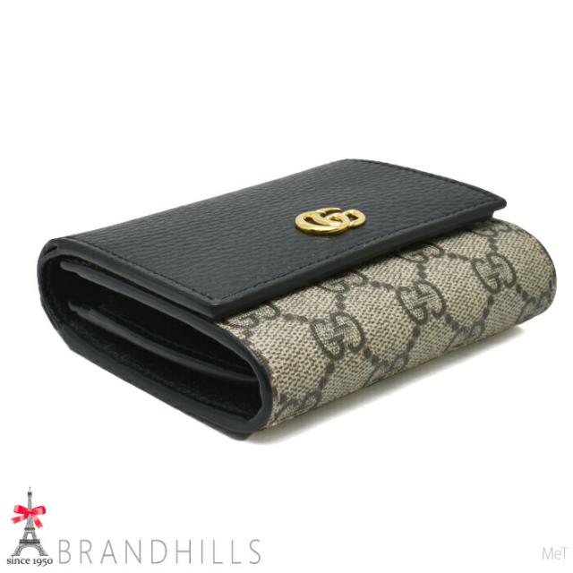 グッチ 財布 二つ折り レディース GGマーモント スプリーム レザー ブラック 598587 GUCCI ほぼ未使用 【中古】_3
